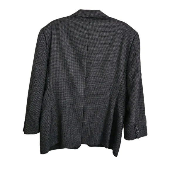 Hickey Freeman Blazer Men 44 Short Gray Black Houndstooth Wool Jacket Sport Coat